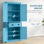 Armoire de rangement de 72 po, armoire avec 4 portes et 3 tablettes réglables, grand tiroir central, bleu foncé-1985535256