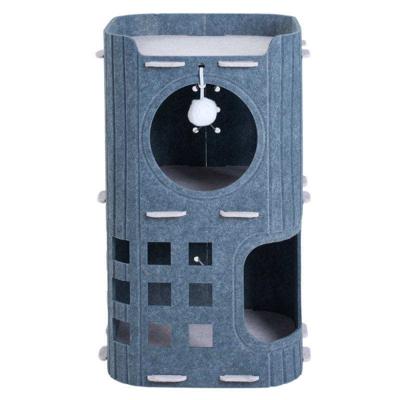 Felt + Polyester Fibre Nest Pet Bed, Grey