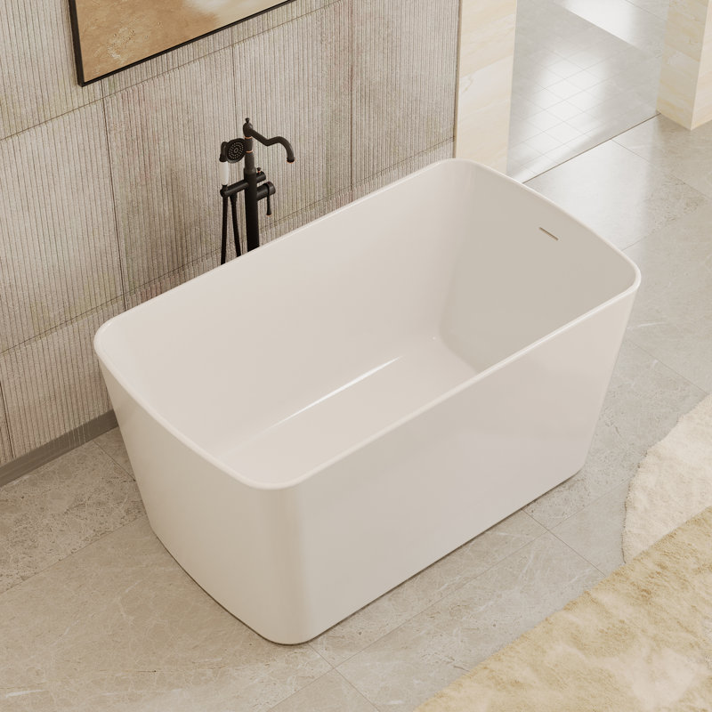 Glendale Casainc 43'' Freestanding Soaking Acrylic Bathtub, White