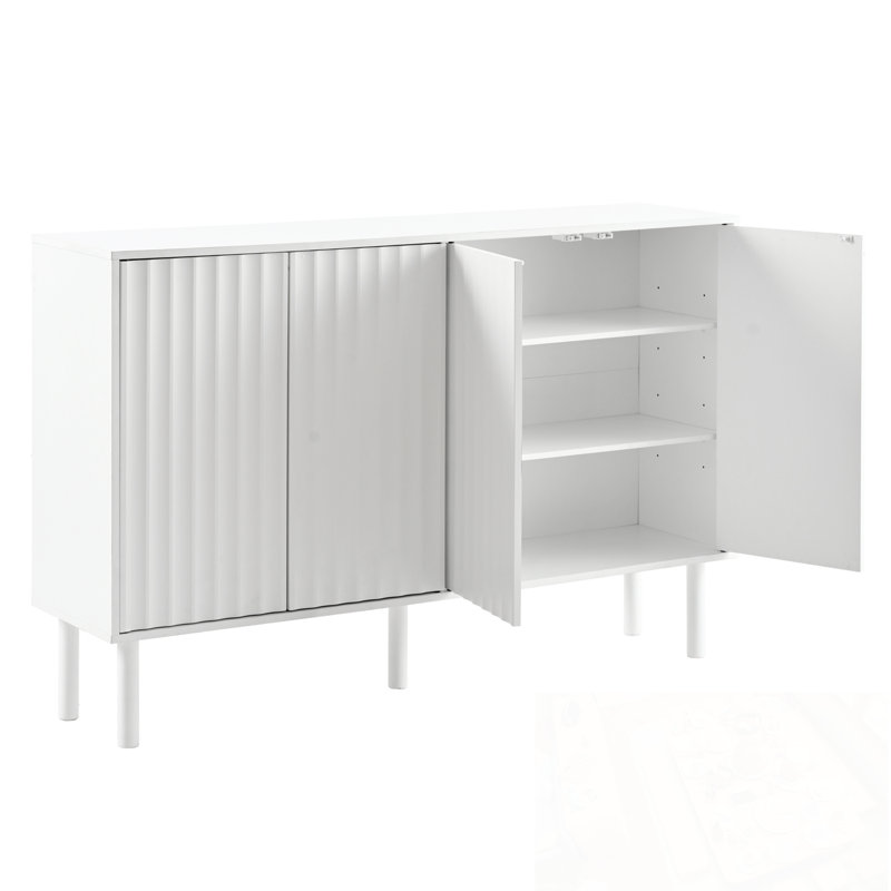 Range-chaussures avec 4 portes cannelées et tablettes réglables