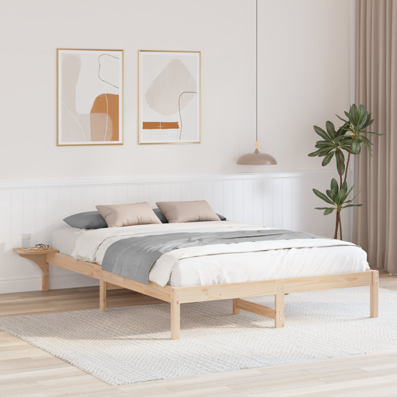 Bed Frame Solid Pine Wood, Brown, European Double (140 x 200 cm)