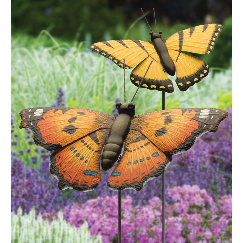 Piquet de jardin Hicran, H 36,5 po x l 9,5 po x P 4,25 po, Dame peinte