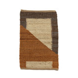 Rectangle Geometric Flatweave Hemp Area Rug in Brown