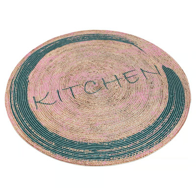 Seairra&Sisal Kitchen Beige Turquoise Color Carpet Striped Design Machine Woven Cotton Polypropylene Washable Area Rug