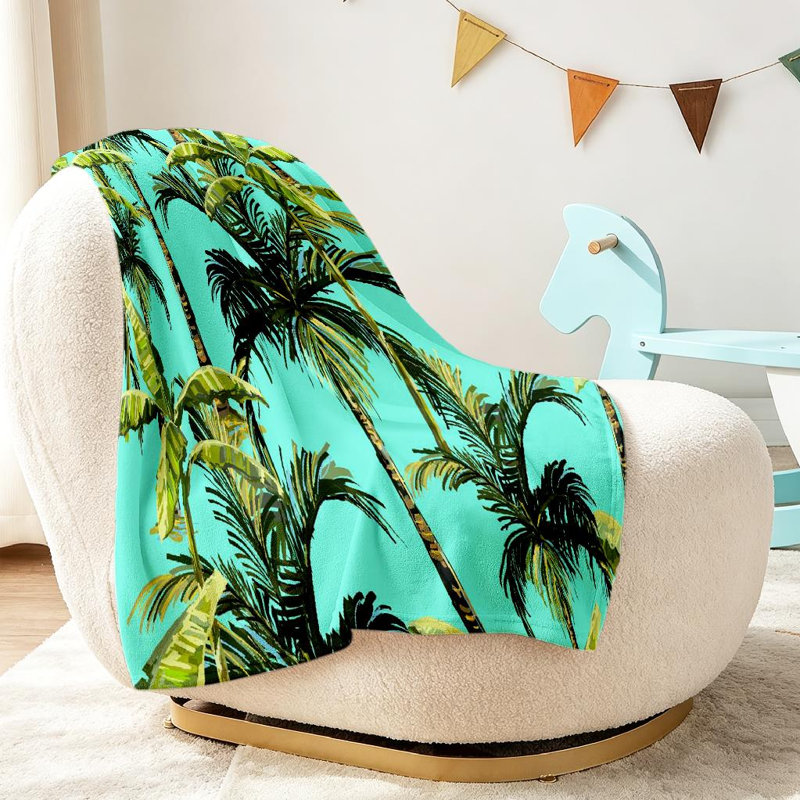 Jeté en flanelle verte molletonnée, imprimé floral, Throw 30" x 40"