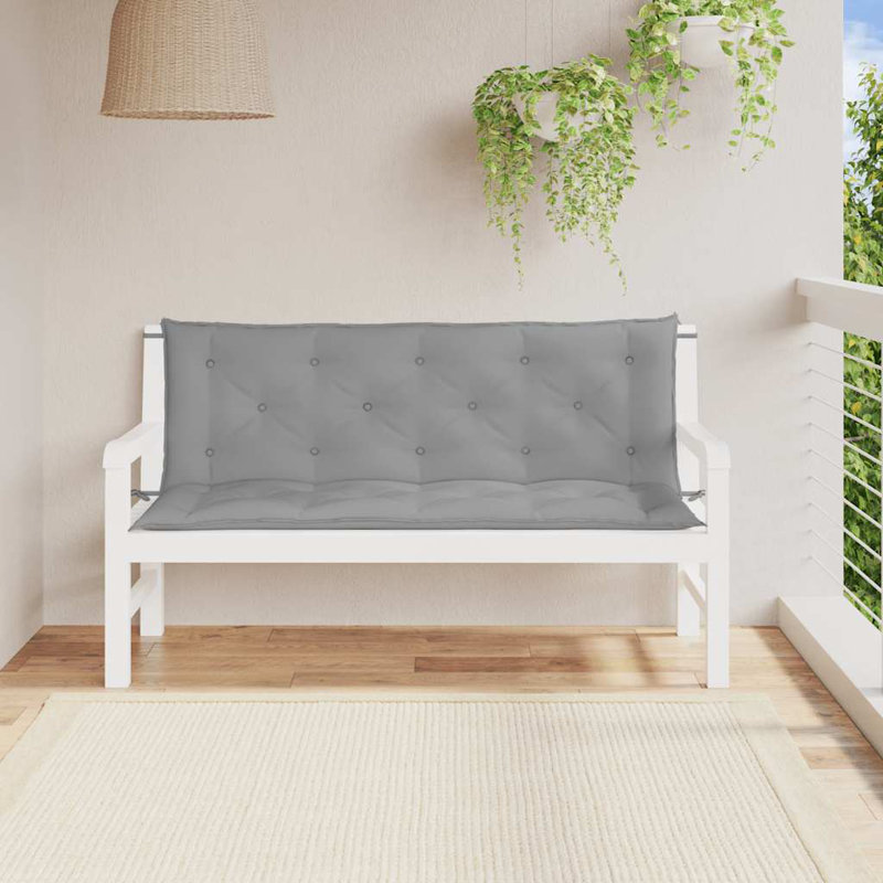 Garden Bench Cushion Set of 2 Grey Oxford Fabric 100 Percent Polyester Outdoor Bench Pads, 19.7" H x 59.1" W x 2.8" D