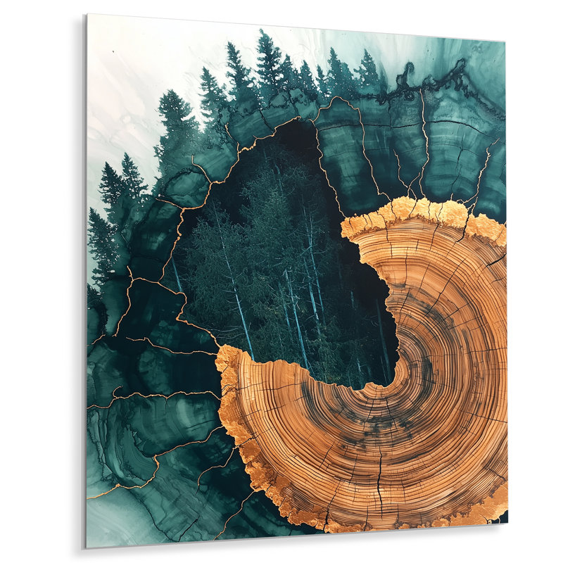 «Forest Emerald Ripples Through The Woods I», impression murale en métal forêt, H 20 po x l 12 po