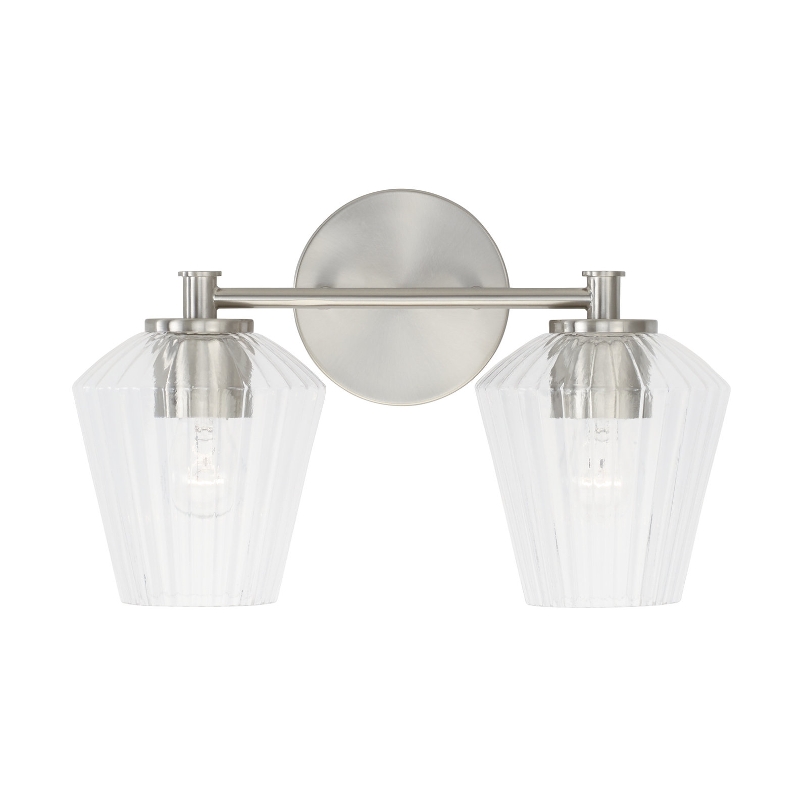 Depner 2 Light Ribbed Dimmable Vanity Light, Brushed Nickel