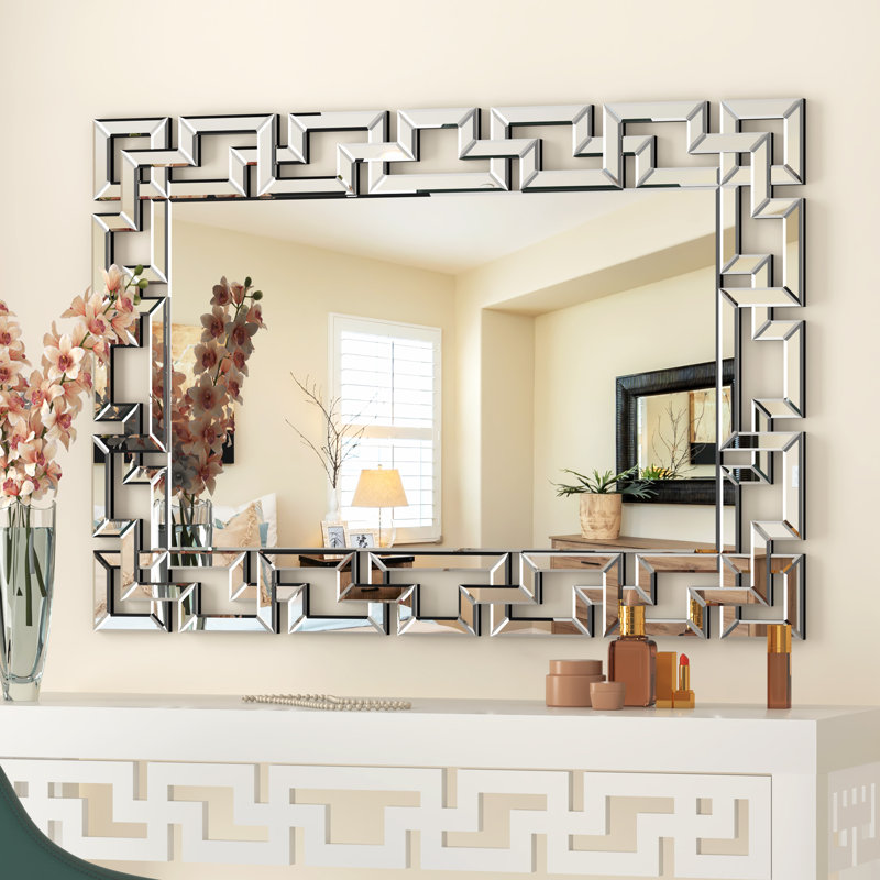 Kylam Glam Beveled Venetian Accent Mirror Rectangle Glass Framed Decorative Wall Mirror, 39.4" x 27.6"