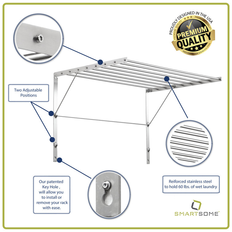Smart Some Stainless Steel Foldable Wall Mounted Drying Rack & Reviews -  Wayfair Canada