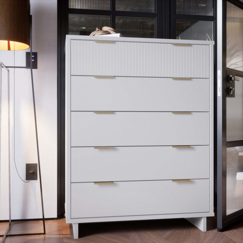 Commode 38 "Granville en blanc (5 tiroirs), Blanc