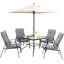 Ovitt 4 - Person Patio Dining Set Umbrella Hole Included Square Table with Cushions Included