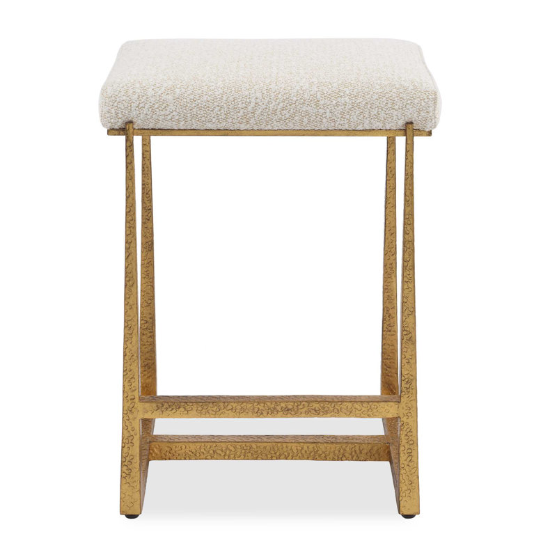 Uttermost Midas Gold Counter Stool, White Seat/ Brown Frame 