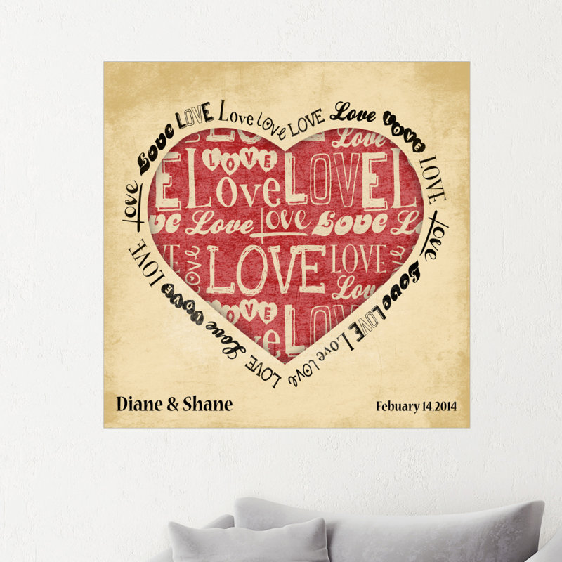 Décalcomanie murale personnalisée love ii, H 30 po x l 30 po, Oui