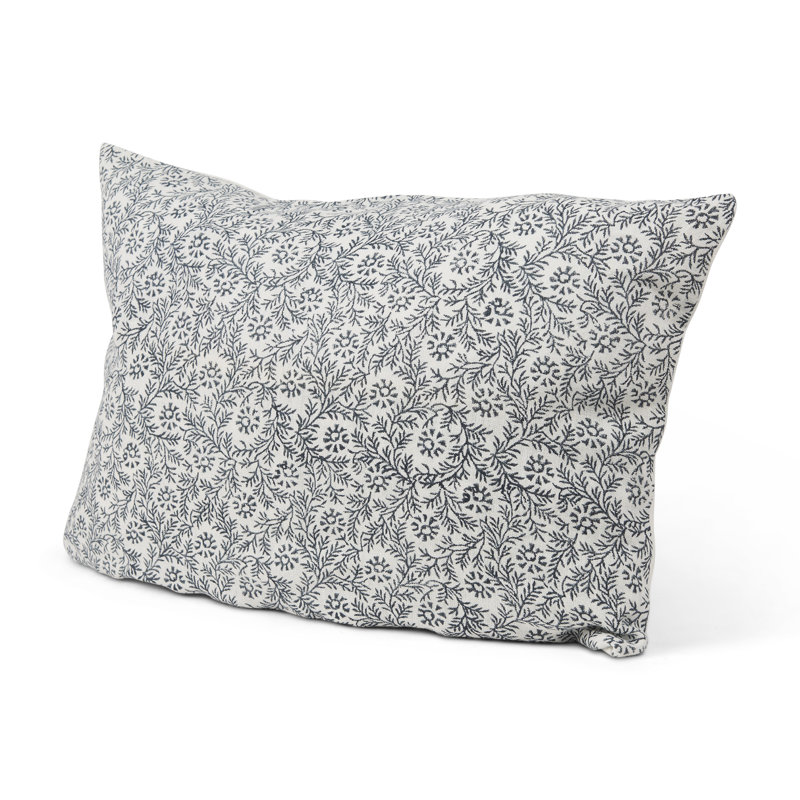 Housse de coussin rectangulaire en lin Eula, Crème / Ardoise