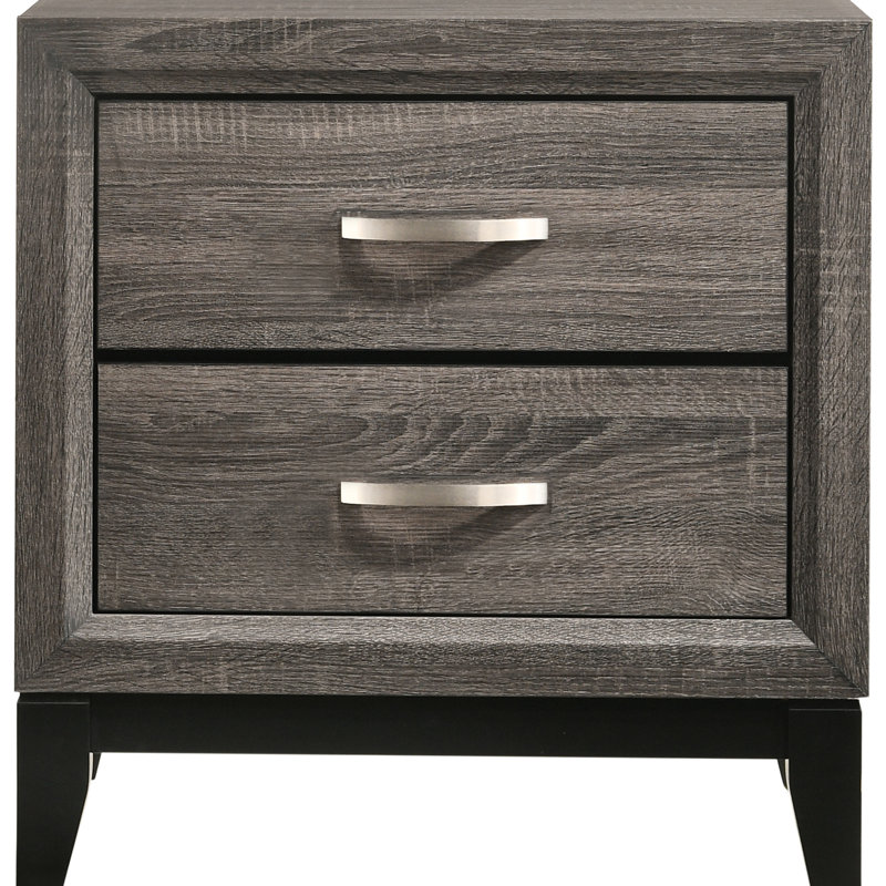 Table de chevet 2 tiroirs Grey Oak