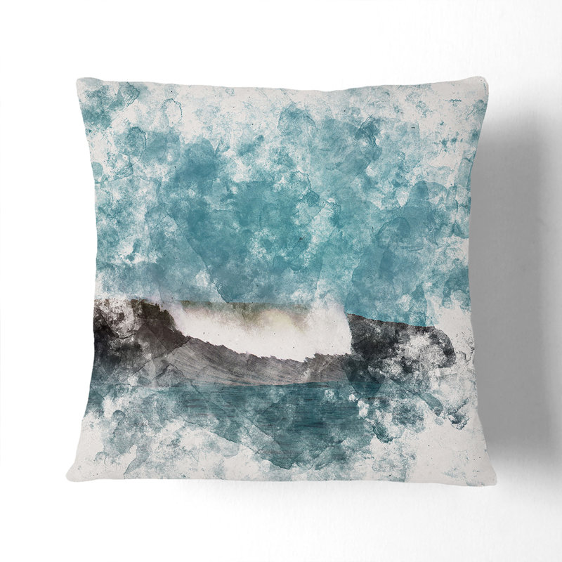 Wave Curl Watercolour Cushion with Filling, 55cm H x 55cm W x 20cm D