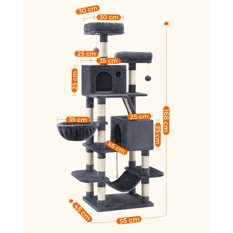 168cm H Cat Tree, Smoky Grey