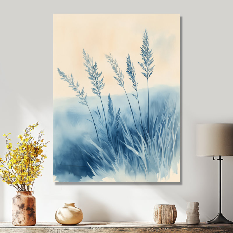 Herbe bleue à l'aube - Tableau mural Prairie, Impression sur métal, H 32 po x l 16 po