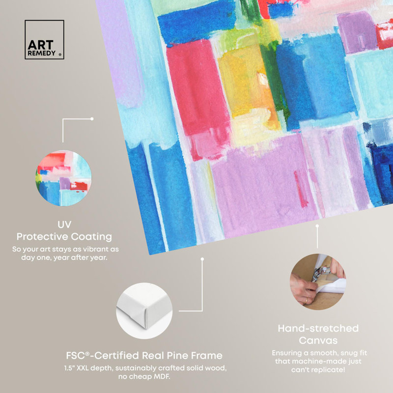 "Pastel Diamonds Canvas", art mural abstrait coloré par Art Remedy, Toile tendue, H 16 po x l 20 po