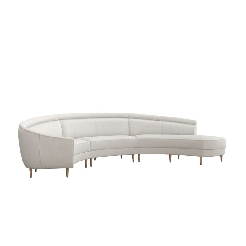 Canapé modulaire de coin large de 142 po Capri, Face à la droite, Gris glacé, 100% polyester camée