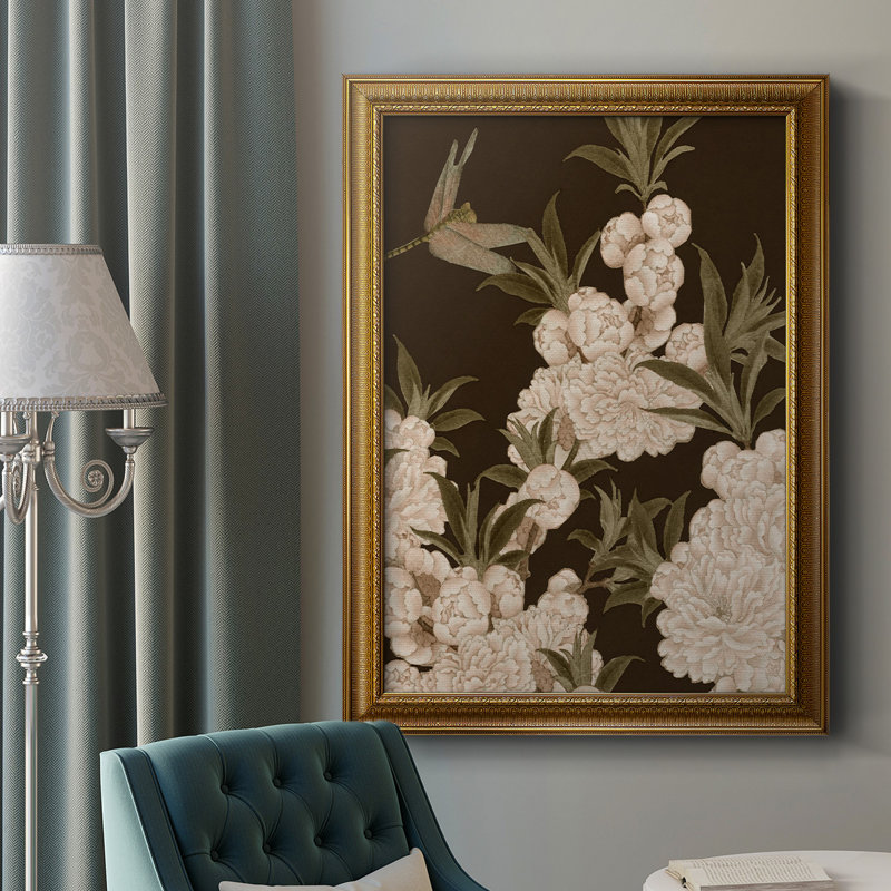 Toile encadrée asiatique de qualité supérieure Brocade III - prête à être accrochée, H 20 po x l 16 po x P 2,5 po