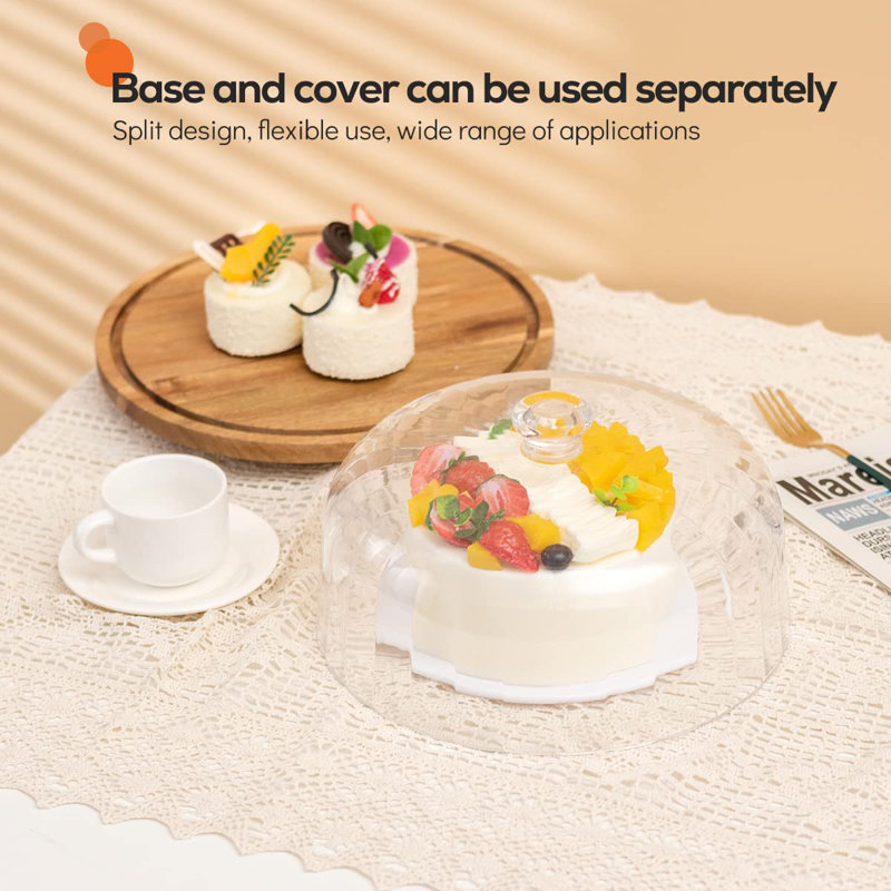 Cake Stand With Dome Lid, 11.8'' Wood Rotating Cake Turntable, Shaterproof 10.4'' Acrylic Cake Dome Cover