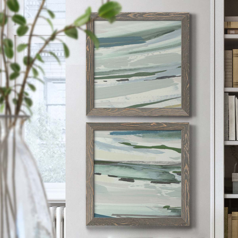 Upstate I - ensemble de 2 peintures, H 20 po x l 40 po x P 1,5 po, Cadre en papier gris