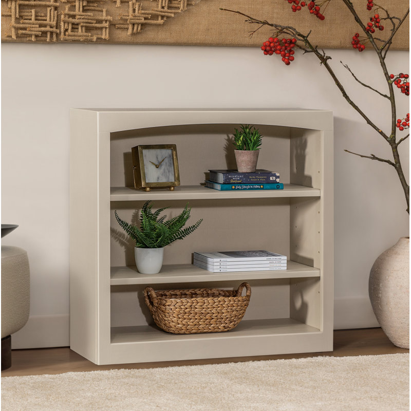 Ossy American Built Solid Wood Bookcase, Sand Dollar, (3 Shelves) 30"H x 30"W x 12"D
