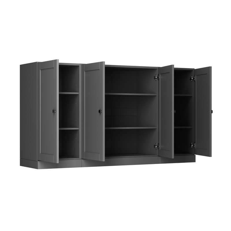 Palace Imports 100% Solid Wood 65" Sideboard with Shaker Doors and Adjustable Shelves, Gray