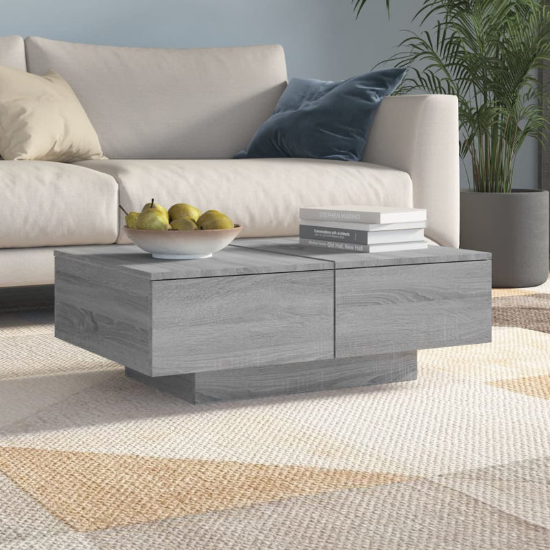Godfred Pedestal Coffee Table, Grey Sonoma, 90 x 60 x 31 cm (L x W x H)