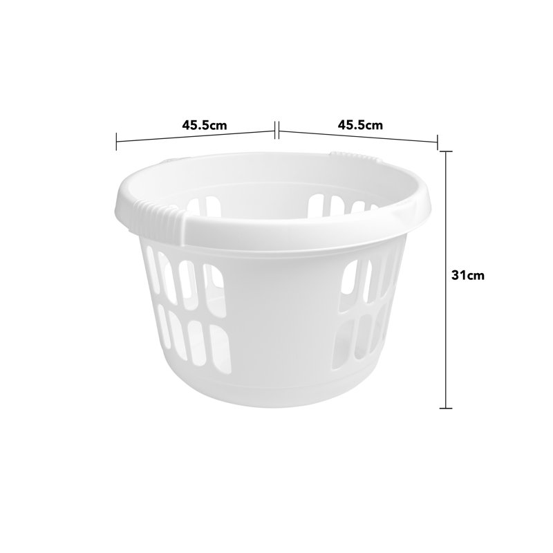 Wham Deluxe Round Laundry Hamper Ice White, Medium 60" x  44" x 65"