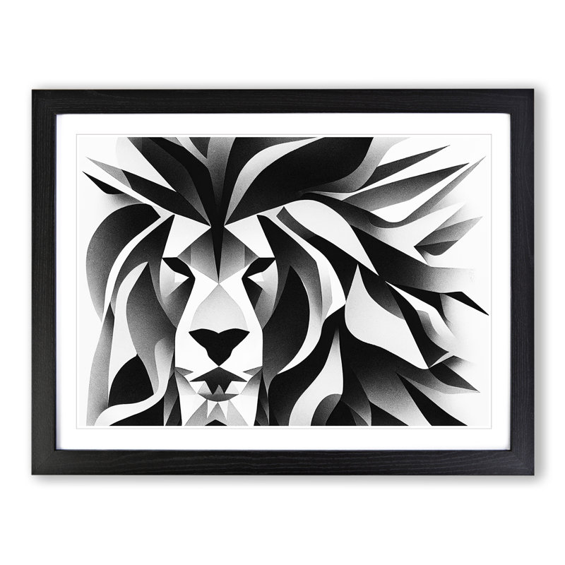 Abstract Lion - Framed Print, Black, 25cm H x 34cm W x 2cm D