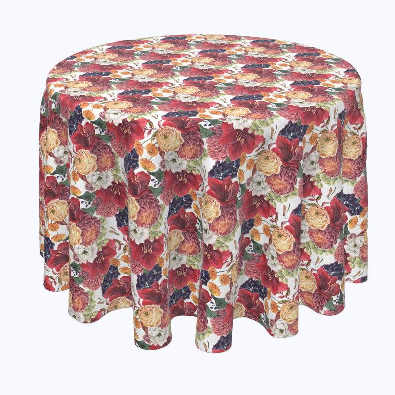 Deandres Floral Round Tablecloth, 102" x 102"