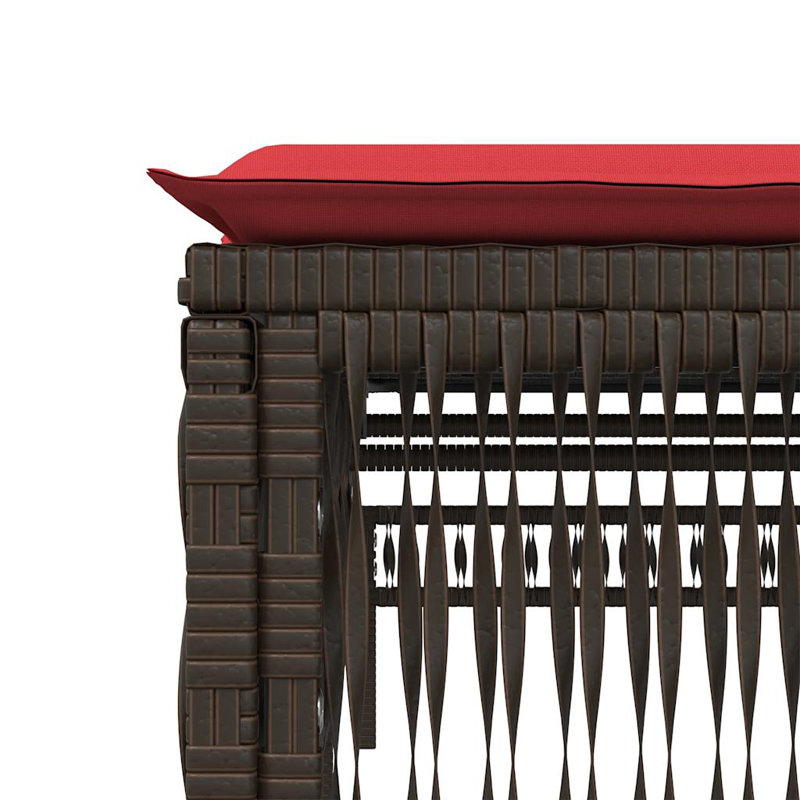  Chaise longue de patio en rotin brun standard PE, Rouge, Marron foncé