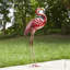 Statue de jardin flamant rose en métal 2 pièces
