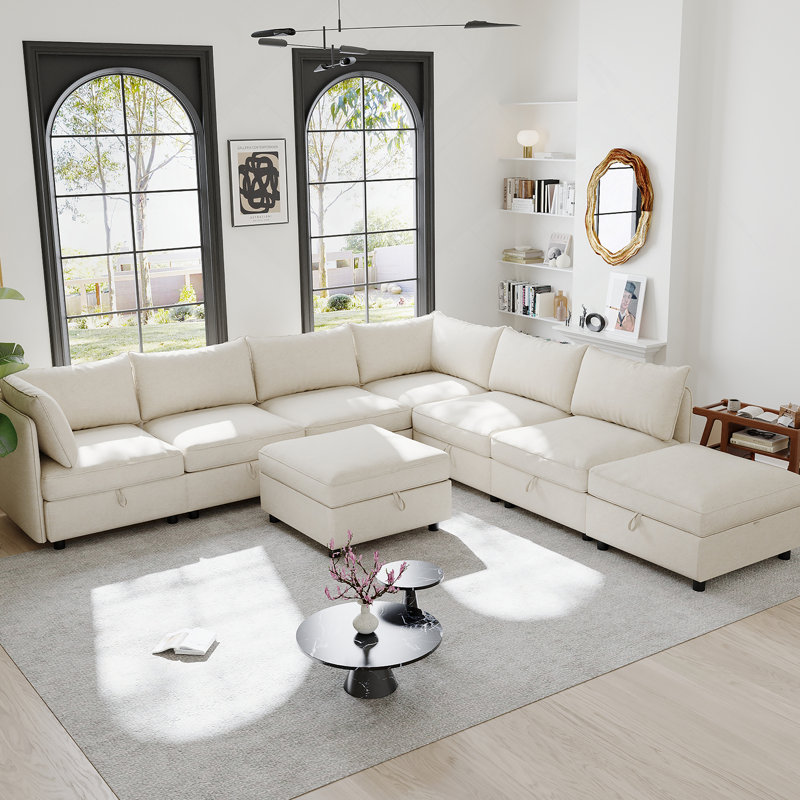 Canapé modulaire modulaire, siège de canapé convertible avec rangement, ensemble de canapé modulaire canapé-lit, combinaisons modulaires flexibles en tissu pour le salon