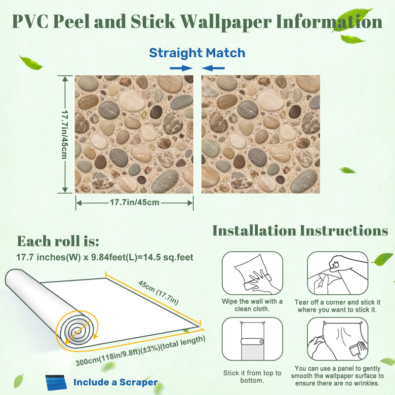 Papier peint auto-adhésif Peel and Stick Root Rocks, 17.7in W x 118in L