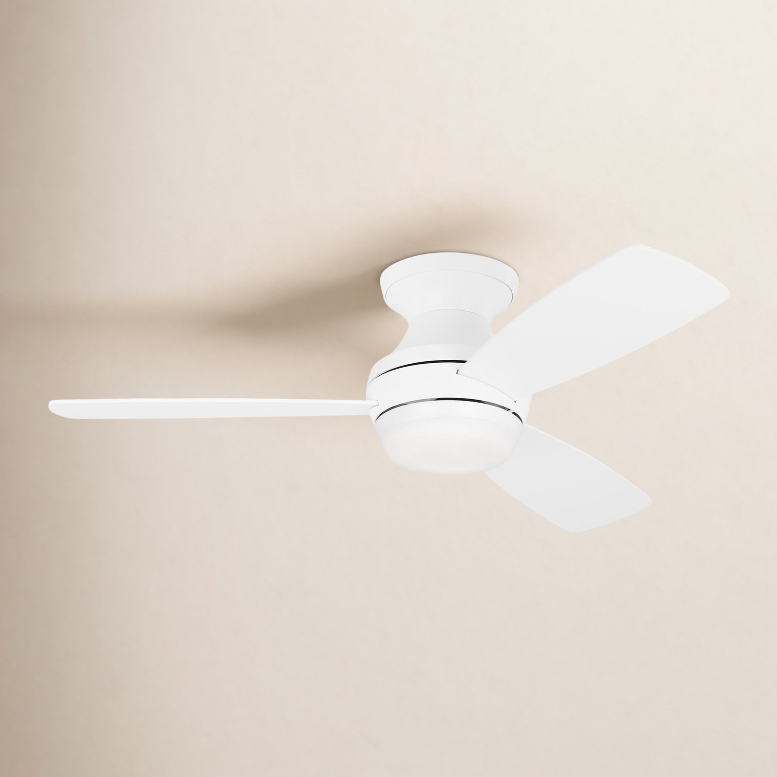 Rivers 3 Blade Ceiling Fan with LED Light Kit, Matte White with White Blades, 44"