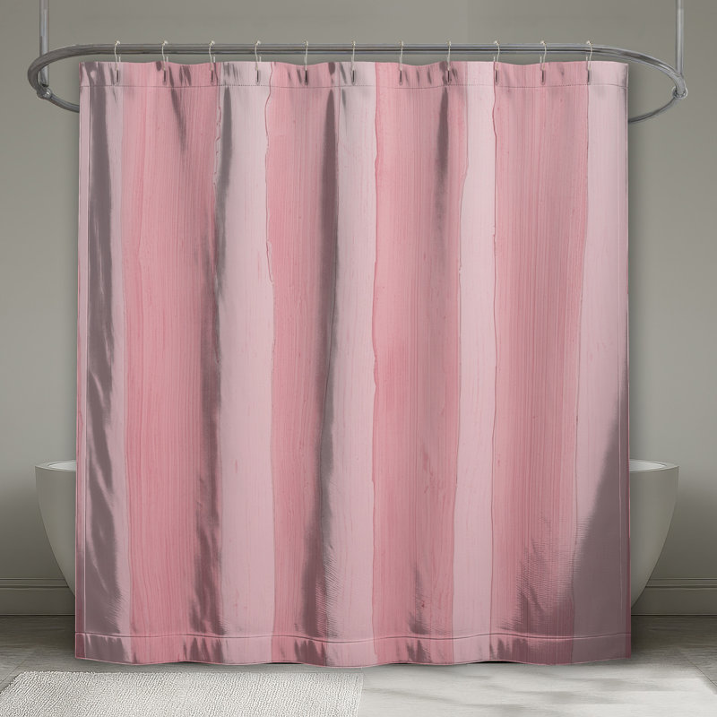 Rideaux de douche roses à rayures verticales très longs, L 70 po x H 93 po
