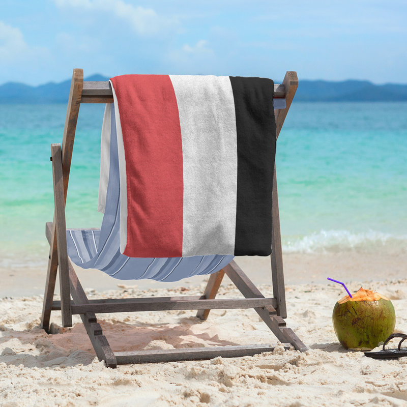 Cotton Blend Lightweight Beach Towel, Red/White/Black