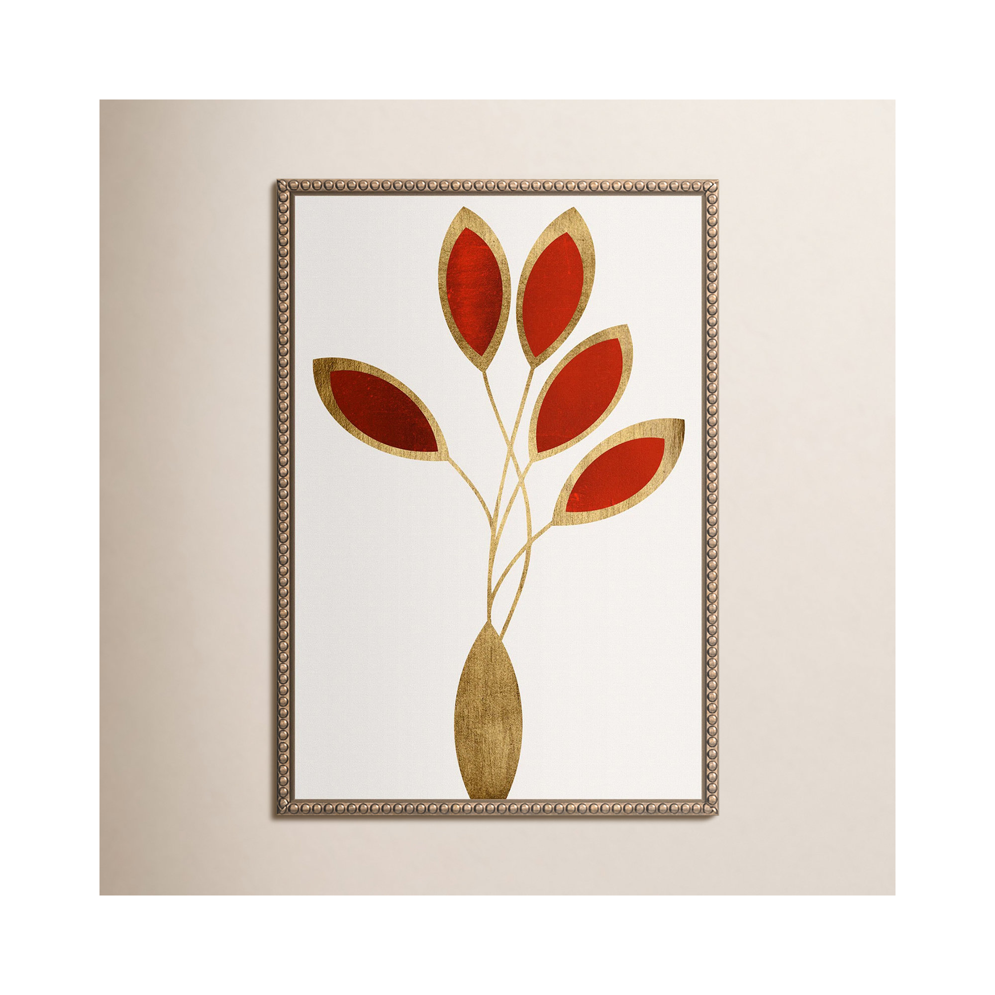 Five Red Flowers by Kubistika, 16" W x 23" H