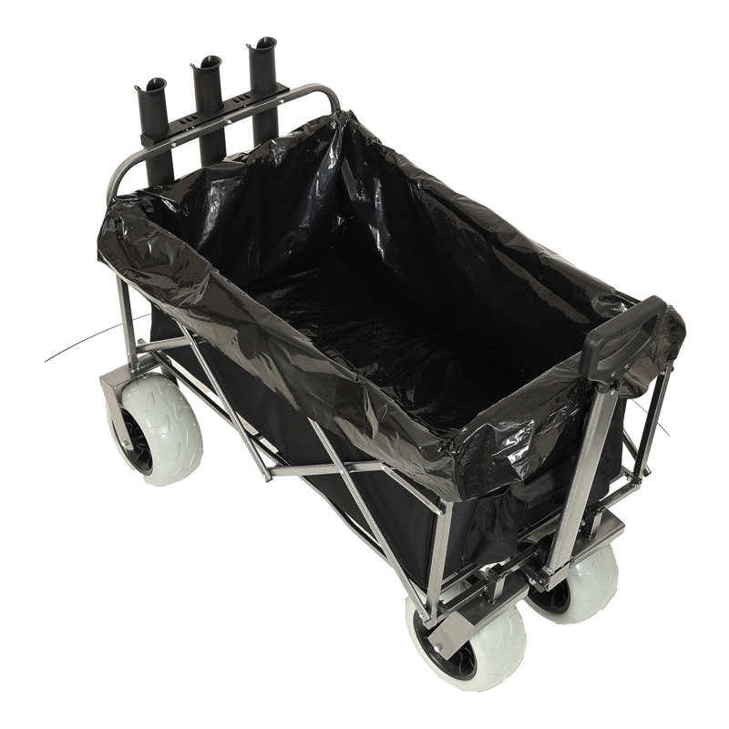 Chariot de pêche avec porte-cannes, chariot de plage avec grandes roues pour le sable Capacité de 500 lb