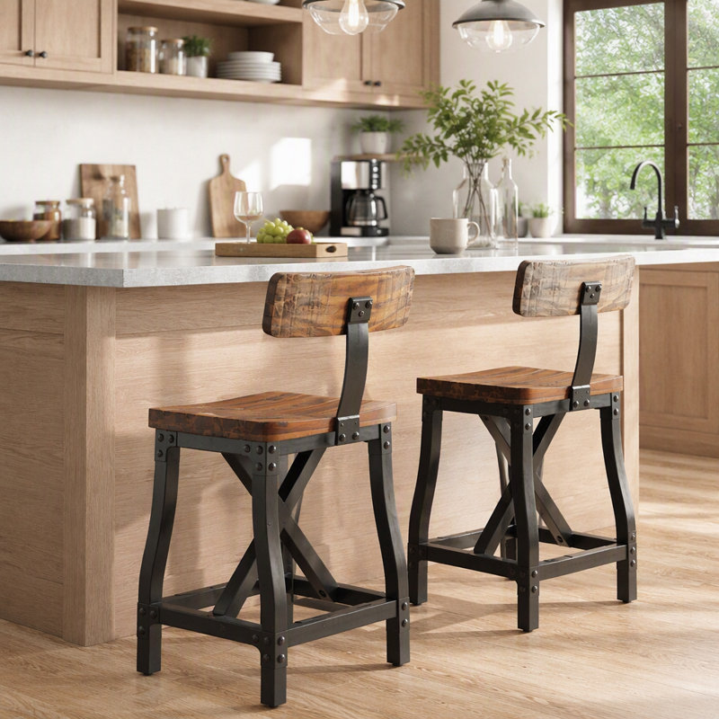 Counter Stool with Back, Brown
