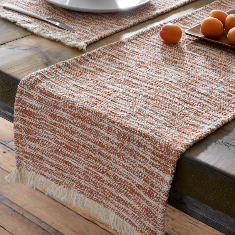Textured Frayed Edge Table Runner, Terracotta