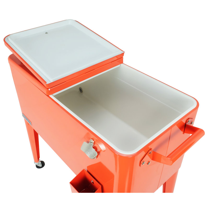 Glacière d'extérieur classique sur roulettes 80 pte pour patio Permasteel, Orange, Sans cloison