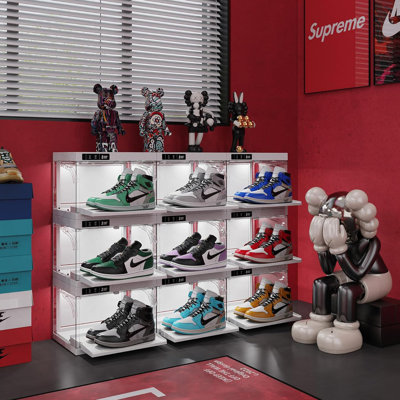Clear Sneaker Shoe Box With Smart Control And LED Lights, Clear Shoe Storage Boxes Stackable, Shoe Display Case