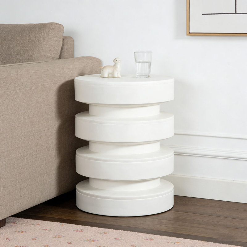 Table de bout ronde Patti, Blanc