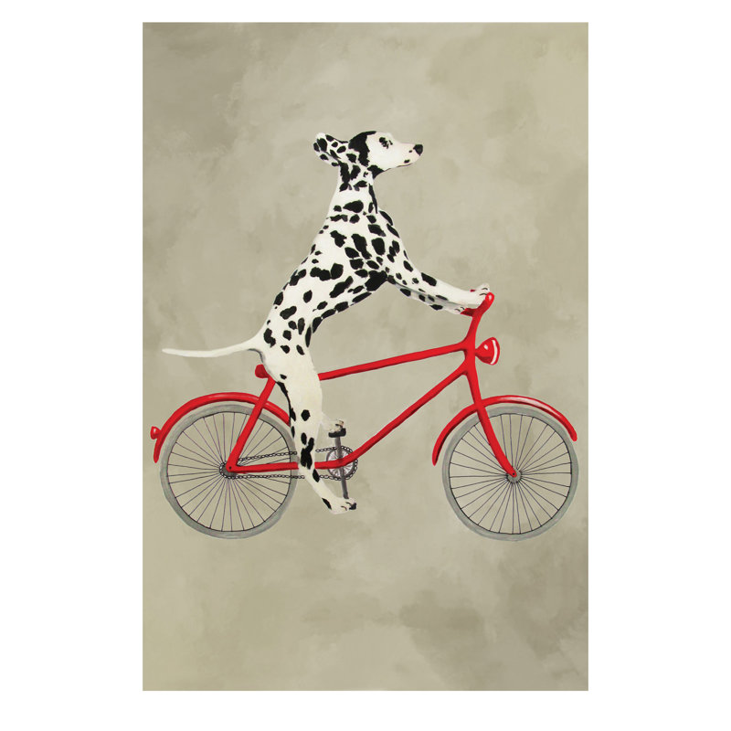 Dalmatian On Bicycle by Coco De Paris - Painting on Canvas, 66.04 cm H x 45.72 cm W x 1.91 cm D, No Frame