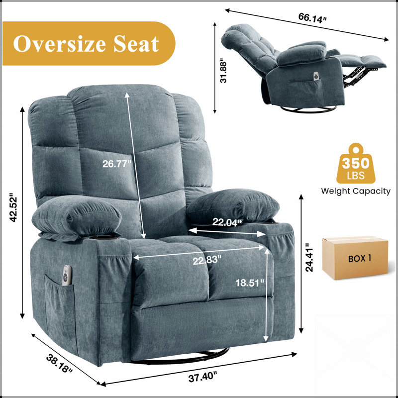 Fauteuil inclinable électrique à deux moteurs Liyasi, Bleu